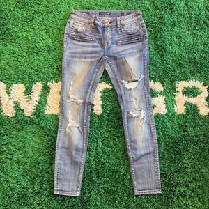 VIGOSS‎ The Jagger Skinny Jeans Distressed Ripped Blue Denim Women's Size 26